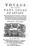 1704 - Frontispice du tome II, de Voyage du Sieur Paul Lucas au Levant, chez Guillaume Vandive, Paris, 1704.
