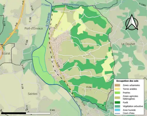 Carte en couleurs présentant l'occupation des sols.