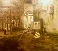 Arthur Midy (1877-1924) : Réparation du toit de la chapelle Saint-Fiacre [au Faouët] (1925, huile sur toile, musée du Faouët)