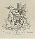 Ex-libris d'un chevalier "de Gourcÿ" -fin XVIIIe siècle, gravé par lui-même-