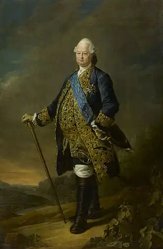 Portrait en pied d'un noble du XVIIIe, grand maitre de la Grande Loge de France