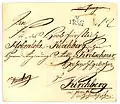 Enveloppe cachetée vonPRAG en 1782 au prince Hohenlohe-Kirchberg, à Kirchberg (Bavière)