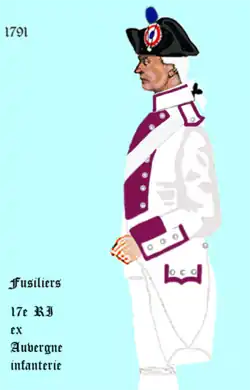 17e&nbsp;régiment d’infanterie de ligne de 1791 à 1792