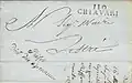 Lettre du 16 mai 1807 portant le cachet de franchise du préfet des Appenins Rolland.