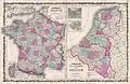Carte de la France et du Benelux en 1862