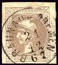 Type Ia de l'émission de 1867, impression grossière grober Druck, oblitération précoce en Bohême