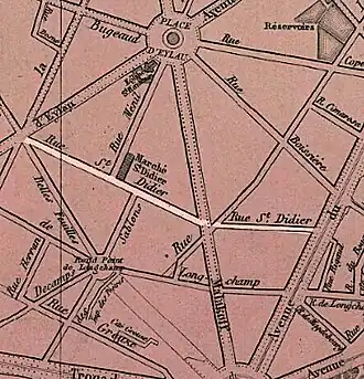 La rue Saint-Didier sur le plan d'Eugène Andriveau-Goujon de 1878.