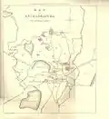 Carte de 1890, représentant l’ancienne capitale du Royaume d'Anurâdhapura entre les IVe et Xe&nbsp;siècles (Illustration. du chap. 14)