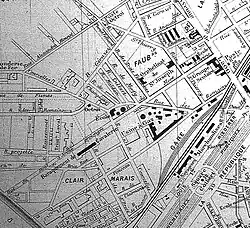 Quartier de cavalerie derrière la gare à Clairmarais, 1890.