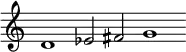 \relative c' { \cadenzaOn \omit Staff.TimeSignature \tempo 1 = 90 \set Score.tempoHideNote = ##t d1 ees2 fis g1 }