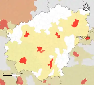 Localisation de l'aire d'attraction de Bort-les-Orgues dans le département de la Corrèze.