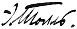 signature d'Eduard Gustav (Vassiliévitch) von Toll