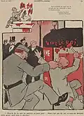 Camelot du roi et policier. Carricature pour l'Assiette au beurre (1909)