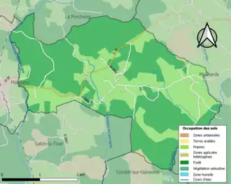 Carte en couleurs présentant l'occupation des sols.