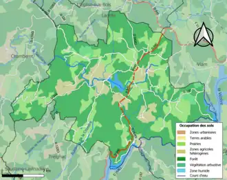 Carte en couleurs présentant l'occupation des sols.