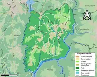 Carte en couleurs présentant l'occupation des sols.