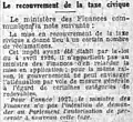 Le recouvrement de la taxe civique