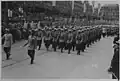 Les tirailleurs du 3e&nbsp;RTM défilent à Strasbourg devant le sultan le 11 juillet 1939.