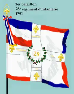 Drapeau du 1er&nbsp;bataillon du 28e&nbsp;régiment d'infanterie de ligne de 1791 à 1793