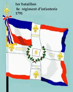 Drapeau du 1er bataillon du 8e régiment d'infanterie de ligne de 1791 à 1793