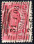 1 couronne carmin oblitéré en 1903 Klein type 649