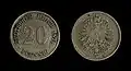 20 pfennigs en nickel (1874).