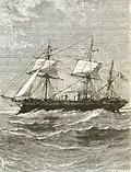 La frégate à vapeur (fictive) USS Abraham Lincoln, une frégate typique de la fin du XIXe&nbsp;siècle.