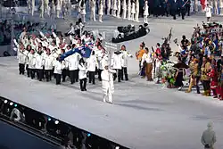 Photographie de l'entrée de la délégation australienne lors de la cérémonie d'ouverture.