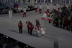 Photographie de l'entrée de la délégation libanaise lors de la cérémonie d'ouverture.