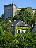 Vue sur le château depuis la vallée.