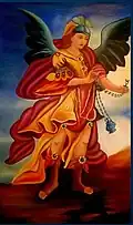 Uriel l'un des sept principaux archanges, peinture de Rodolfo Herrera Charolet. Uriel annonce ici un précipice.