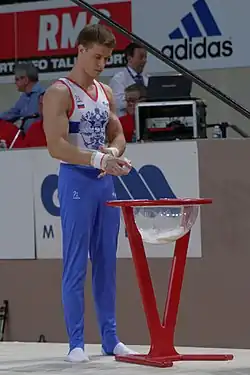 Description de l'image 2015 European Artistic Gymnastics Championships - Pommel horse - Matvei Petrov 01.jpg.