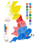 Résultats en sièges par régions.