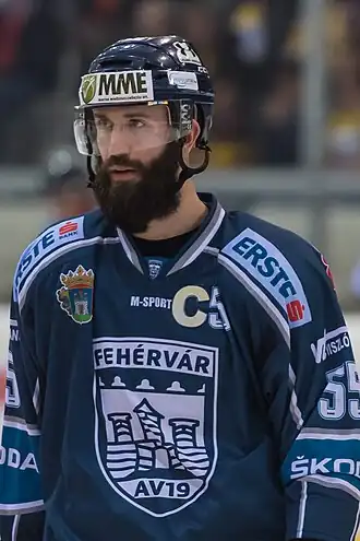 Andrew Sarauer en grand plan avec le Alba Volán Székesfehérvár en 2016.