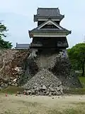Dégâts provoqués par les séismes de 2016 de Kumamoto.