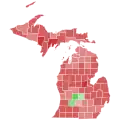 Vainqueur républicain par comté : Schuette en rouge et Calley en vert.
