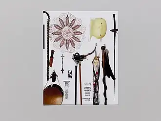 "Murs chamaniques 1 et 2", brochure, lors de l’exposition Paul Viaccoz, ESPRIT ES-TU LÀ ? CEC, 2021.Courtesy Centre d’édition contemporaine, Genève. Photo : Sandra Pointet