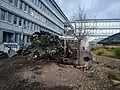 Cité administrative de l'Orne, à Alençon, après une manifestation d'agriculteurs visant la DDT, fin 2024.
