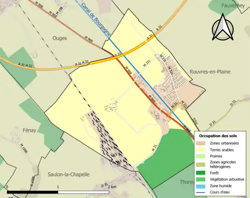 Carte en couleurs présentant l'occupation des sols.