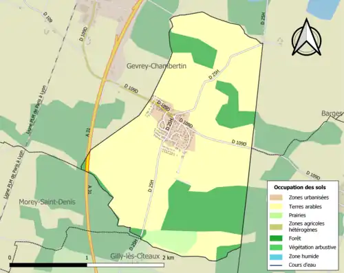 Carte en couleurs présentant l'occupation des sols.