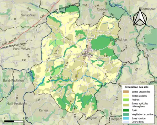 Carte en couleurs présentant l'occupation des sols.