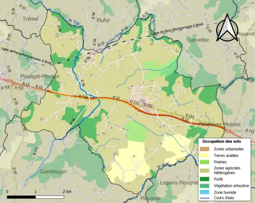Carte en couleurs présentant l'occupation des sols.