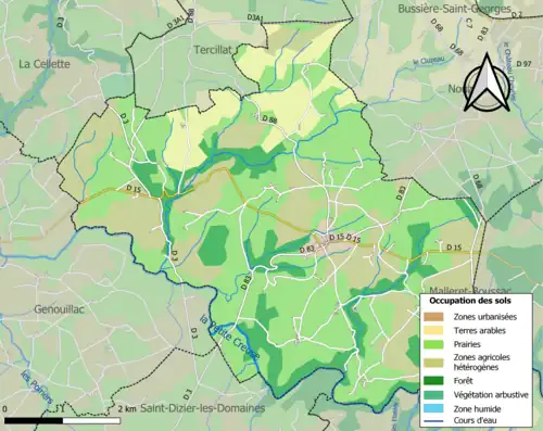 Carte en couleurs présentant l'occupation des sols.