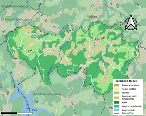 Carte en couleurs présentant l'occupation des sols.