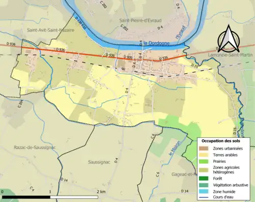 Carte en couleurs présentant l'occupation des sols.