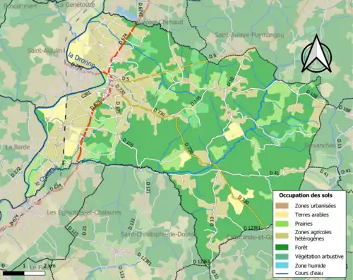 Carte en couleurs présentant l'occupation des sols.