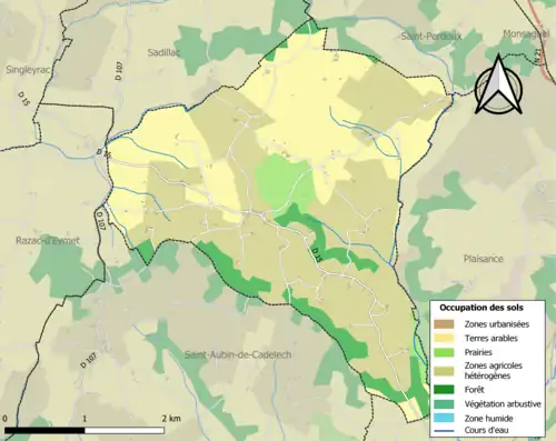 Carte en couleurs présentant l'occupation des sols.