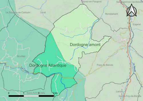 Carte en couleur présentant le(s) SAGE couvrant le territoire communal
