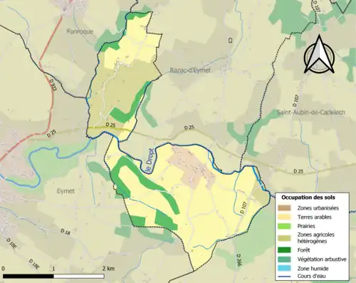 Carte en couleurs présentant l'occupation des sols.