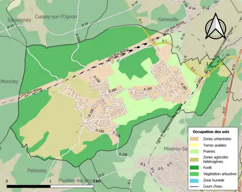 Carte en couleurs présentant l'occupation des sols.